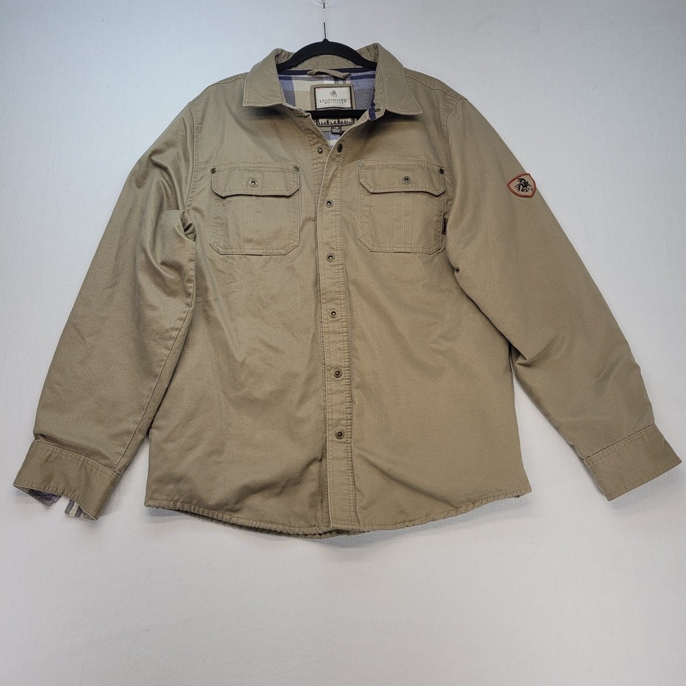 Legendary Whitetails Journeyman Jacket Mens Large Tan Plaid Flannel Lined